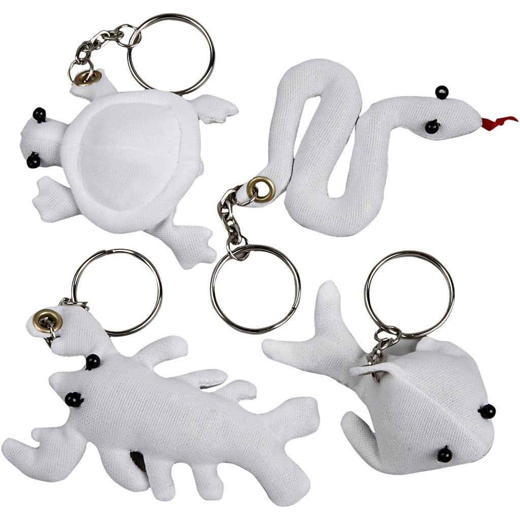 Creativ Company Schlüsselanhänger – Polyester, Weiss, 40 × 80 mm, 4er-Pack