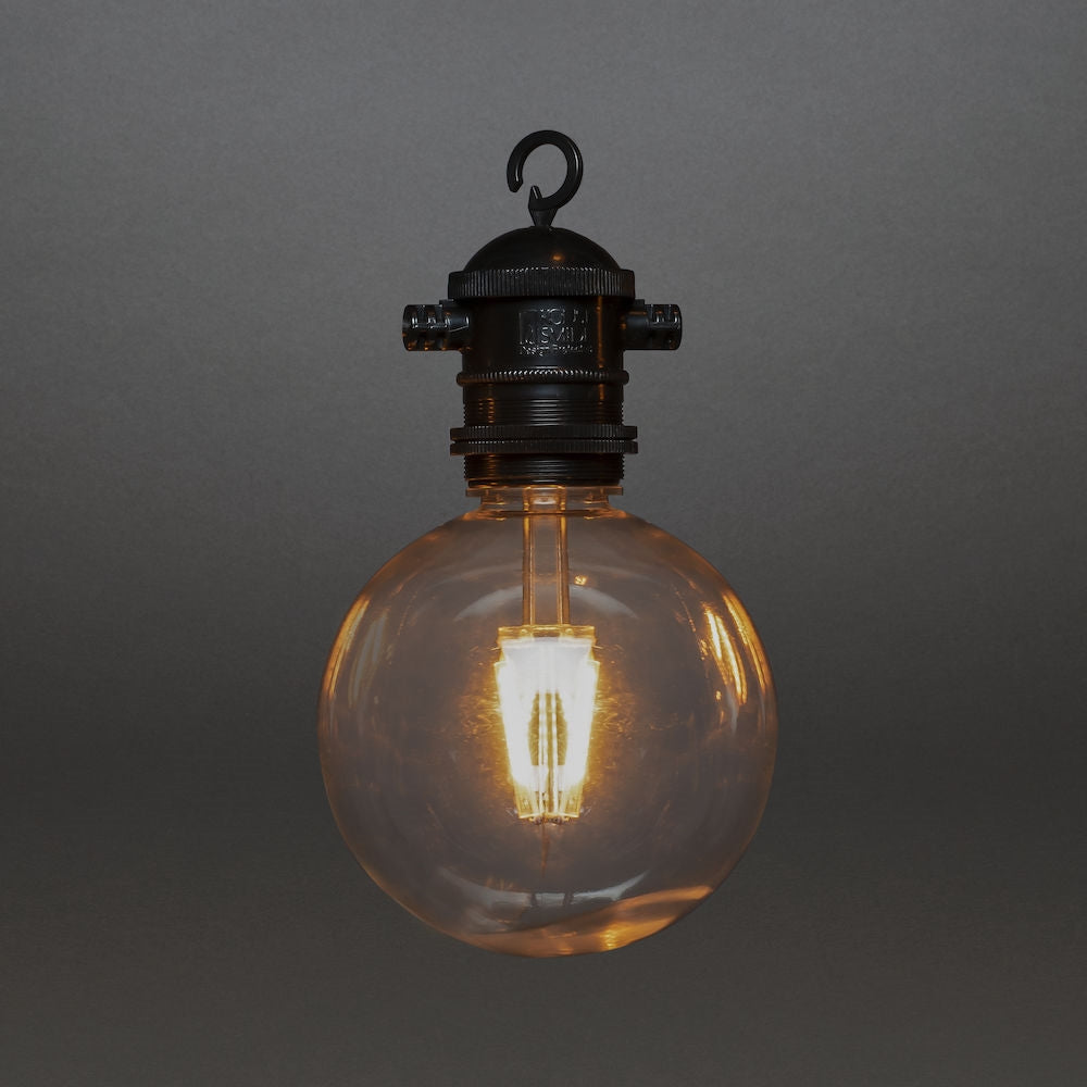 Konstsmide Lichterkette – 14,5 m – 46 lm, 7 W – Bernstein, 1800 K – IP44 – Solarbetrieb – Schwarz, Kunststoff