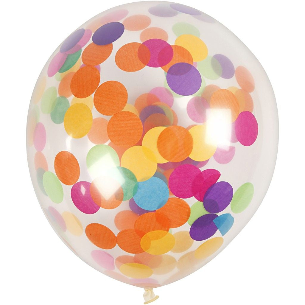 Creativ Company Konfetti Luftballons – Mehrfarbig – Ø 23 cm – Latex – 4 Stk