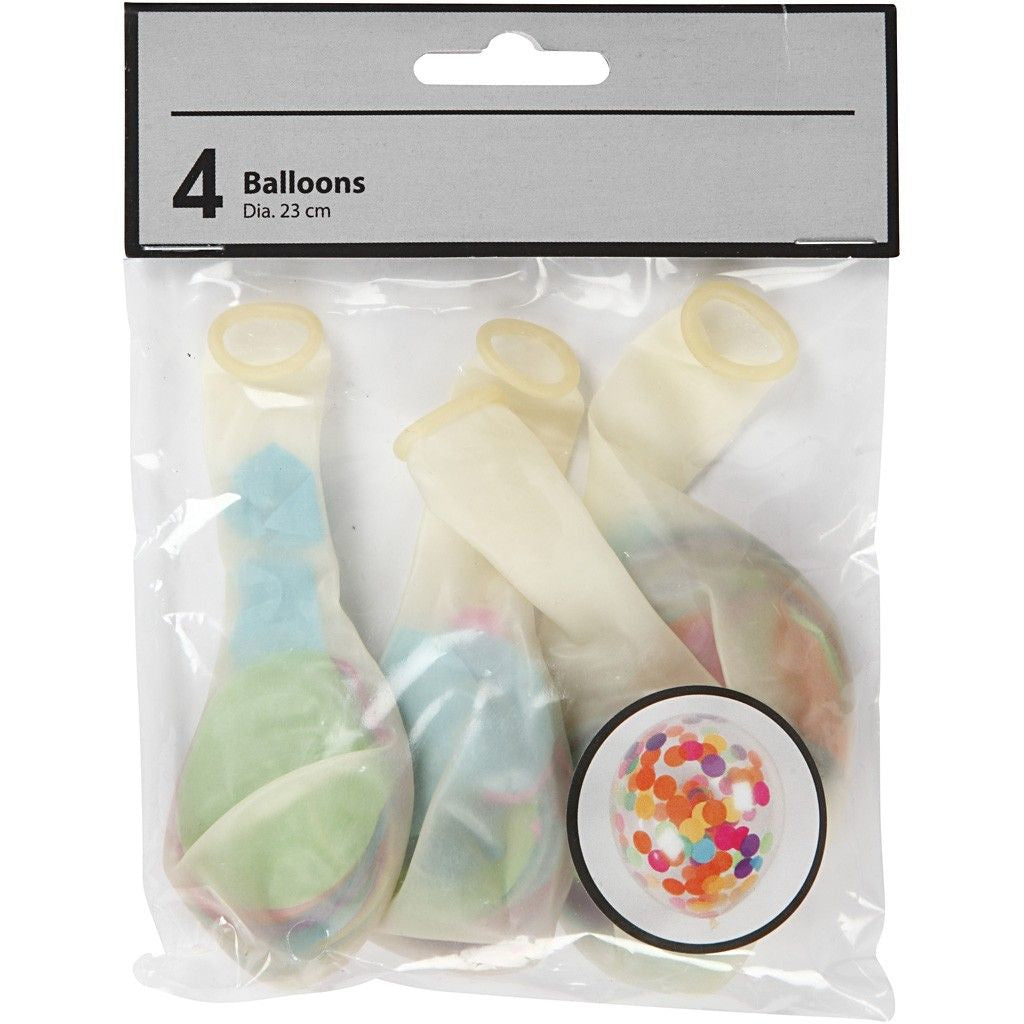 Creativ Company Konfetti Luftballons – Mehrfarbig – Ø 23 cm – Latex – 4 Stk