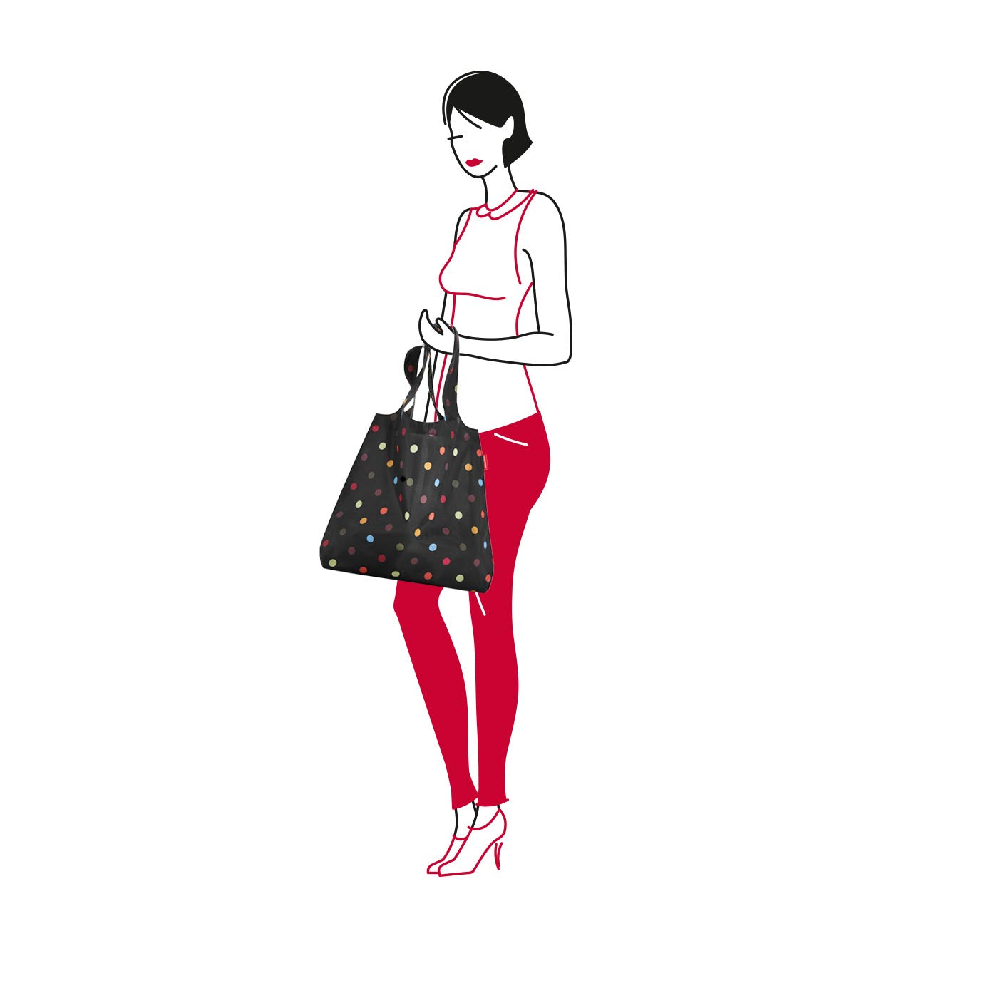 Reisenthel Stofftasche, Polyester, Motiv Punkte, 435×600×70 mm