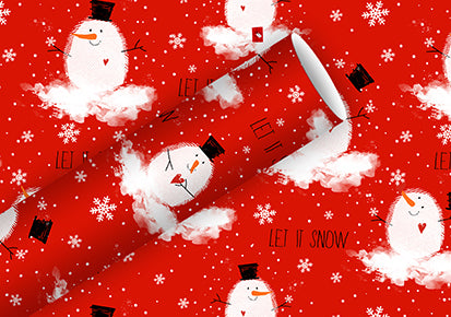 Braun + Company Geschenkpapier – Bobby Snow – Weihnachten – Rot – 80 g/m2 – 700 × 2000 mm