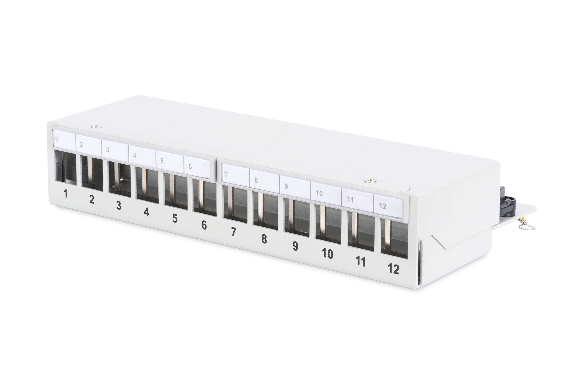 Digitus Modulares Patchpanel – 12× RJ-45, geschirmt, 19", 1U, Grau