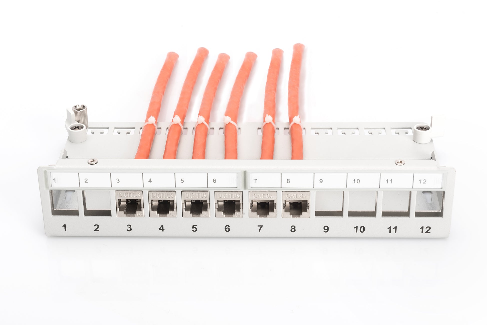 Digitus Modulares Patchpanel – 12× RJ-45, geschirmt, 19", 1U, Grau