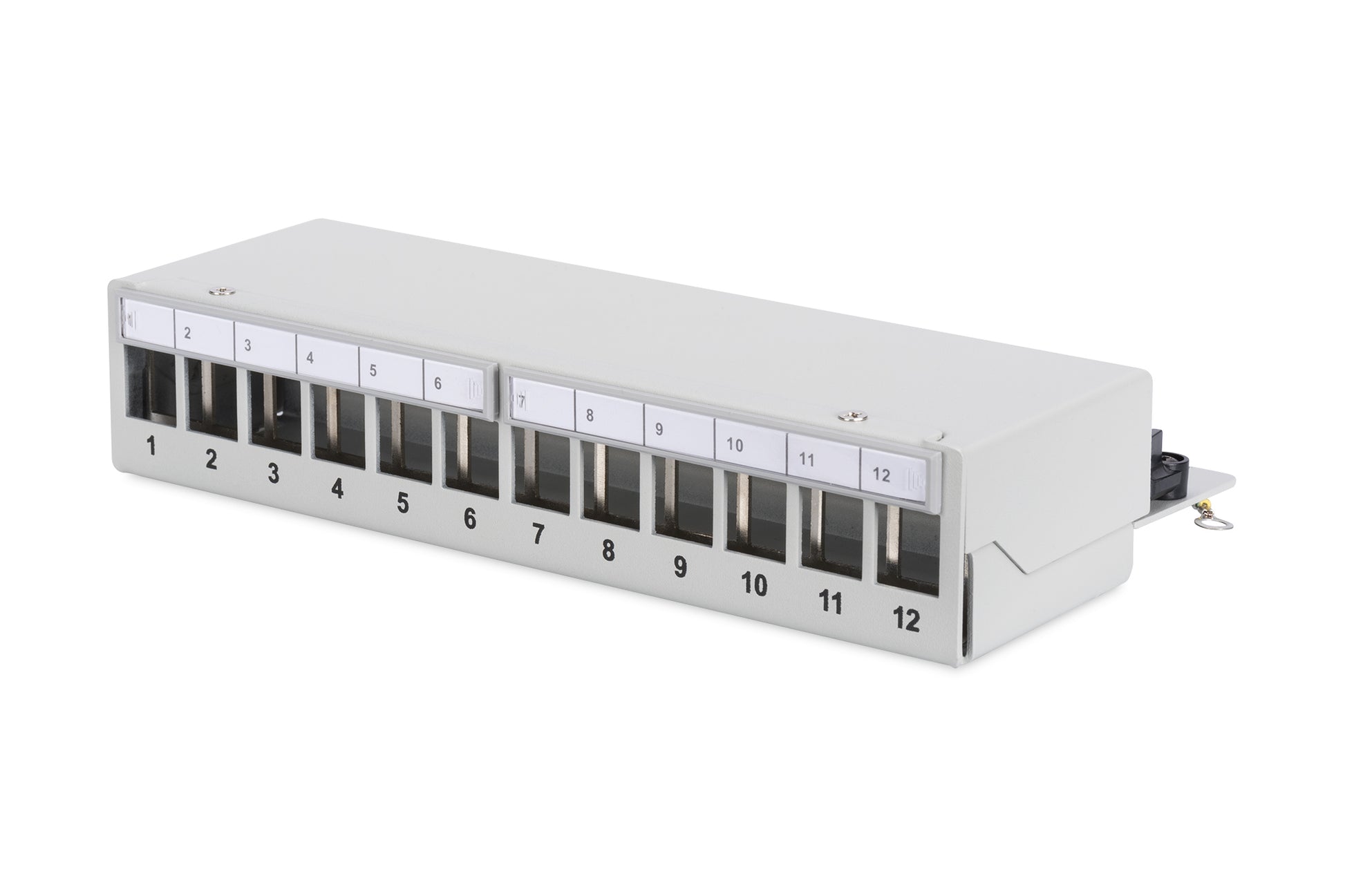 Digitus Modulares Patchpanel – 12× RJ-45, geschirmt, 19", 1U, Grau