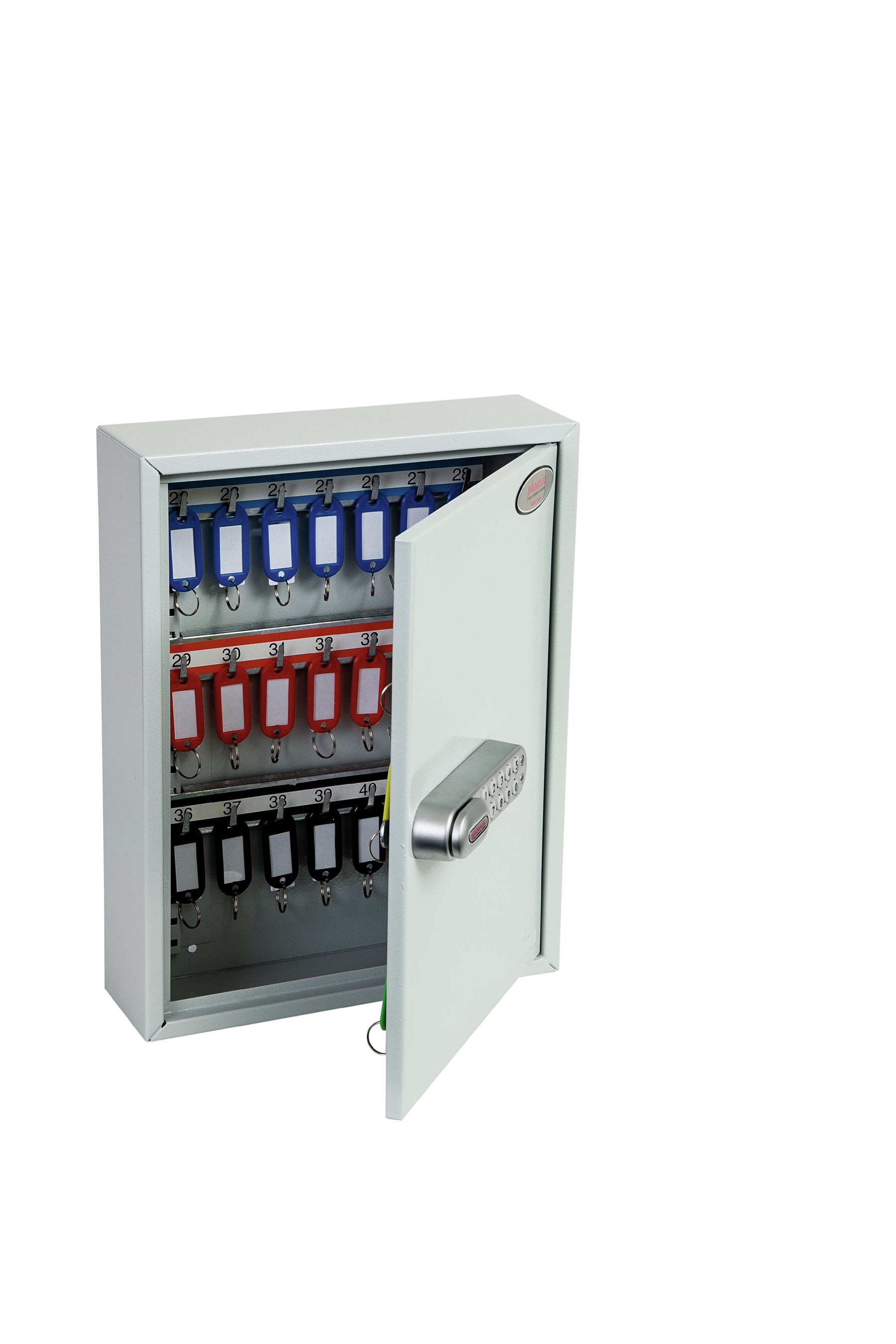 Phoenix Safe Co. KC0601E – Schlüsselkasten, für 42 Schlüssel, Elektronikschloss, Grau, 270 × 80 × 350 mm