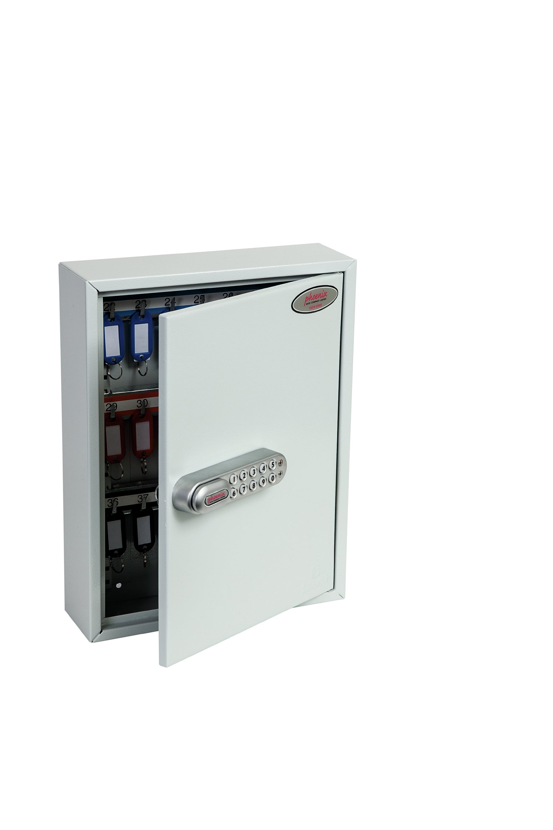 Phoenix Safe Co. KC0601E – Schlüsselkasten, für 42 Schlüssel, Elektronikschloss, Grau, 270 × 80 × 350 mm