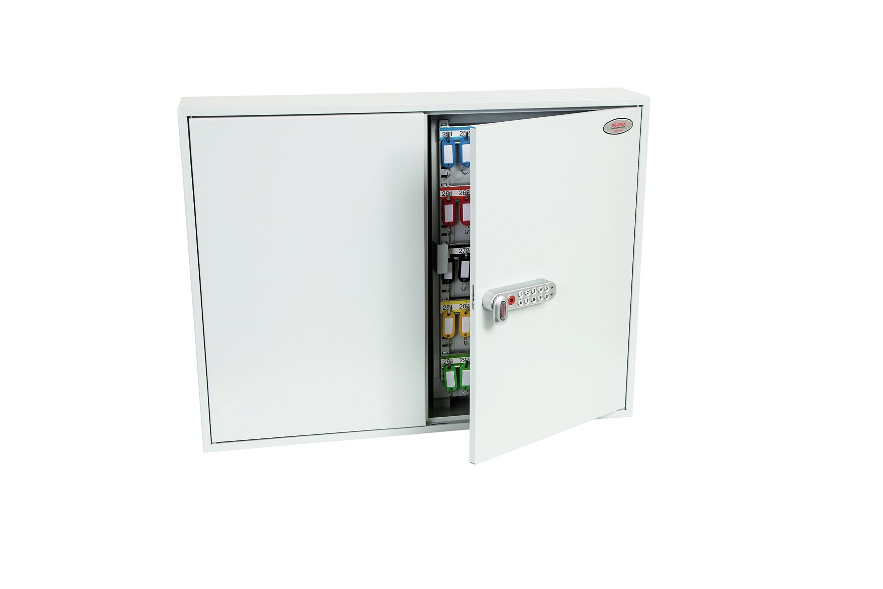 Phoenix Safe Co. KC0606E – Schlüsselschrank für 400 Schlüssel, Elektronikschloss, Grau, 730 × 140 × 550 mm