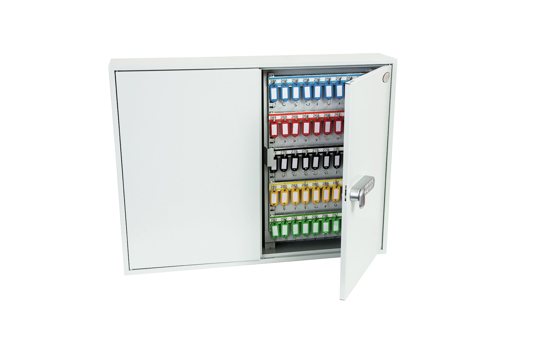 Phoenix Safe Co. KC0606E – Schlüsselschrank für 400 Schlüssel, Elektronikschloss, Grau, 730 × 140 × 550 mm