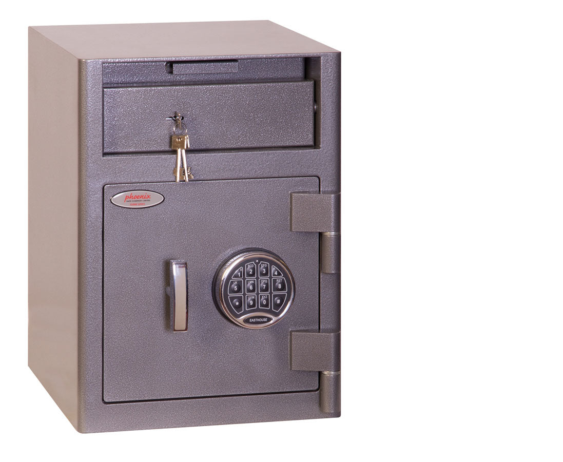 Phoenix Safe Co. Phoenix Einwurf-Tresor SS0996E – Elektronikschloss – 47 l – Feuerfest – Bodenmontage – Signalweiss