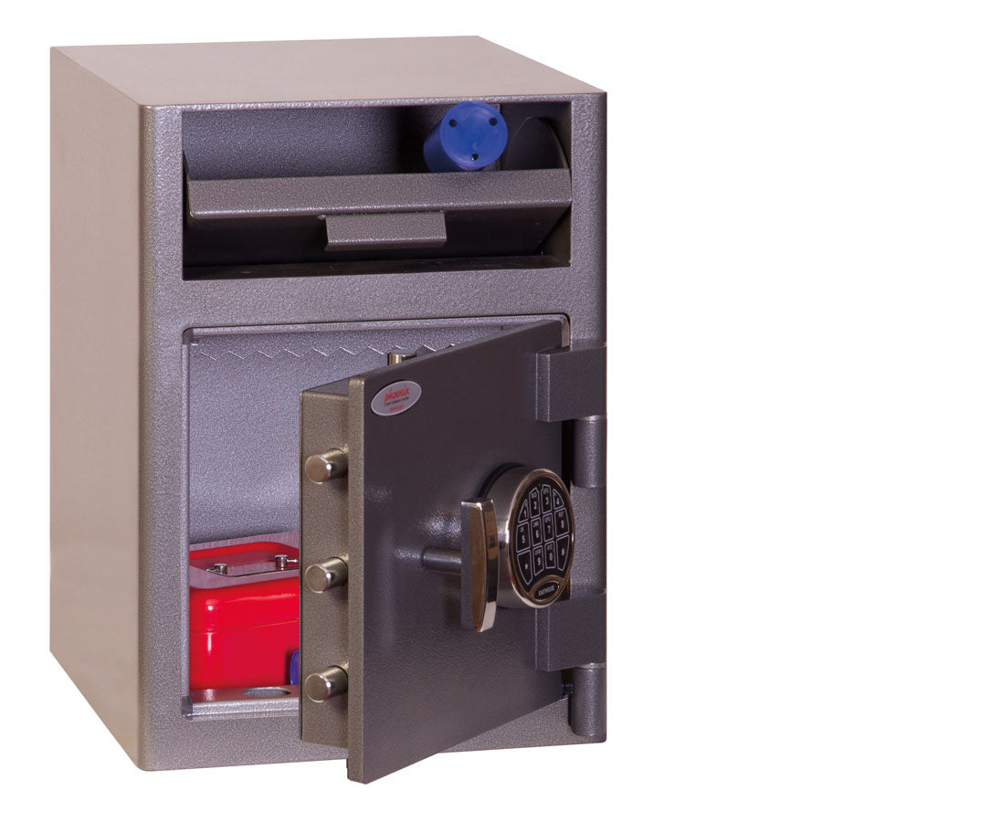 Phoenix Safe Co. Phoenix Einwurf-Tresor SS0996E – Elektronikschloss – 47 l – Feuerfest – Bodenmontage – Signalweiss