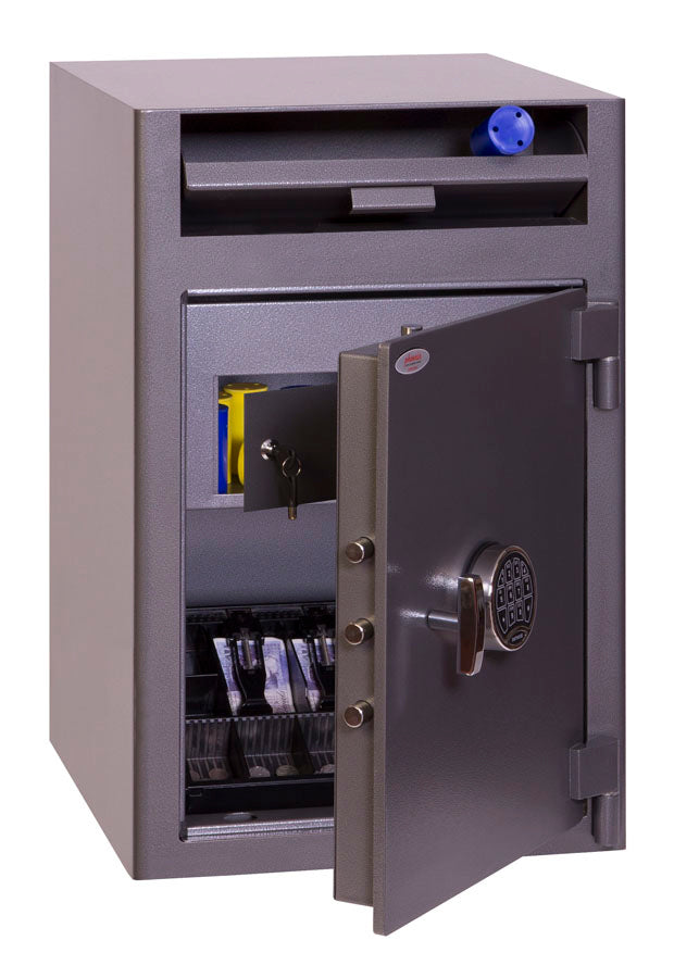 Phoenix Safe Co. Phoenix Einwurf-Tresor CASHIER DEPOSIT SS0998E – Elektronikschloss – 71 l – feuerfest – Signalweiss