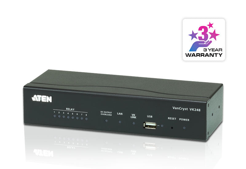 ATEN VK248 – 8-Kanal Relais-Erweiterungsbox, über Ethernet, PoE, 1× RJ-45, Telnet-CLI, für ATEN VK6000