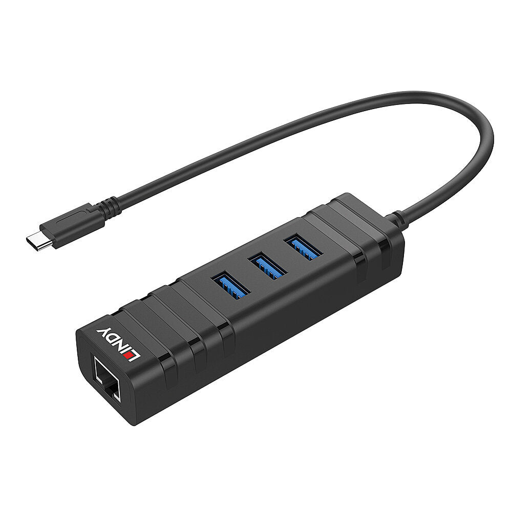 Lindy 43249 USB-Hub – USB-C, 3× USB-A, GbE