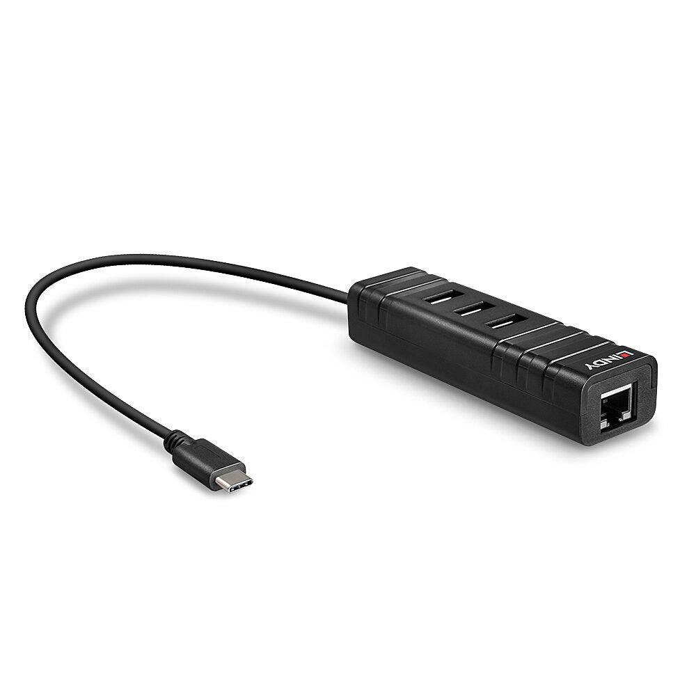 Lindy 43249 USB-Hub – USB-C, 3× USB-A, GbE