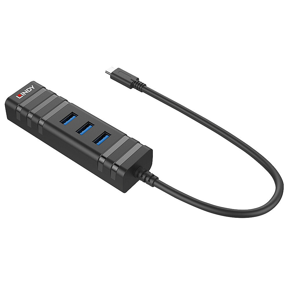 Lindy 43249 USB-Hub – USB-C, 3× USB-A, GbE