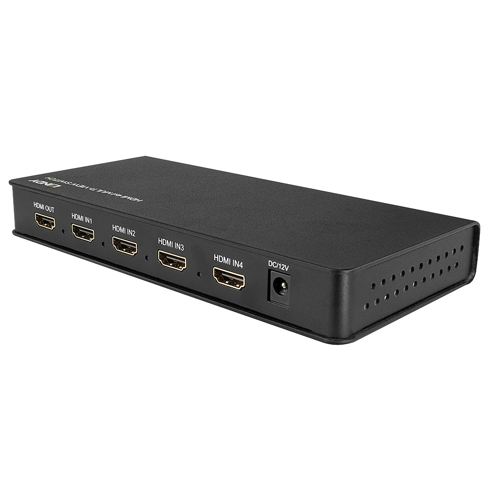 Lindy HDMI-Switch, 4 Eingänge, Multi-View (Quadview/PiP/Dual Video/Standard)