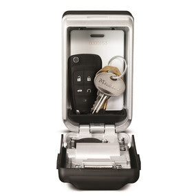 Master Lock Schlüsselsafe 5425EURD – Elektronikschloss – 72 × 52 × 126 mm – Wassergeschützt – Wandmontage – Grau