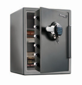 Master Lock Laptop Tresor LTW205GYC – Elektronik + Schlüssel – 56,5 l – Feuerschutz 120 min, Wasserschutz – Grau