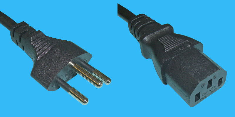 Diggelmann Netzkabel – T12–IEC C13, 1 m, 250 V/10 A, Schwarz