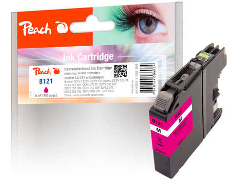 Peach LC-121M Magenta Tintenpatrone (Kompatibel) – 300 Seiten – für Brother MFCJ 470/475/650