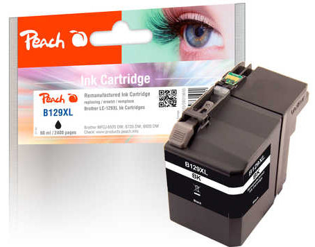 Peach LC-129XL Schwarz Tintenpatrone (Kompatibel) – 2'990 Seiten – für Brother MFCJ 6520/6720/6920