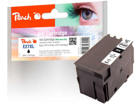 Peach T2711XL Schwarz Tintenpatrone (Kompatibel) – 1'210 Seiten – für Epson WorkForce WF-3600/7600/7700 Serie