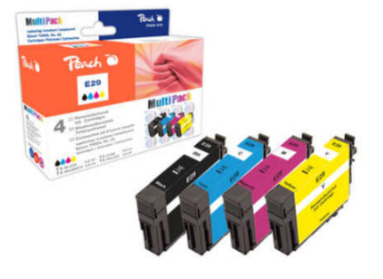 Peach Tintenpatronen-Multipack, Schwarz/Cyan/Magenta/Gelb (Kompatibel) – für Epson XP-235/240, XP-330/332 …
