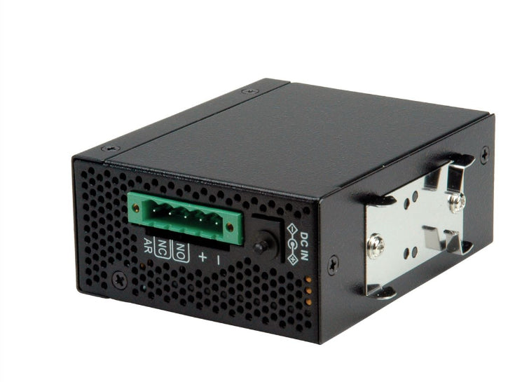 ROLINE Medienkonverter RJ-45/SFP zu RS-232 – 100 Mbit/s, Multimode SFP 2 km, PoE, DIN-Hutschiene, Schwarz