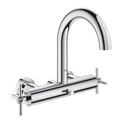 GROHE Atrio Badebatterie – Messing, Zweigriffarmatur, Wandmontiert, Chrom