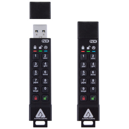 Apricorn 64GB AES XTS Secure 256-bit – USB 3.2 Gen 2 Typ-A, IP67, Fingerabdruck, Passwortschutz