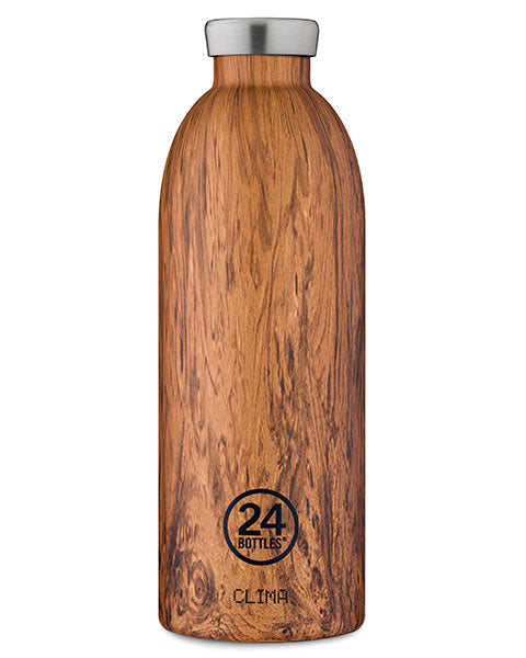 24Bottles Trinkflasche Clima – 8,5 dl – Edelstahl, isoliert, Schraubverschluss – Sequoia Wood