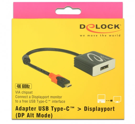 DeLOCK 63312 Adapter USB-C zu DisplayPort – 4096 × 2160, 0,15 m, DisplayPort 1.2, Schwarz