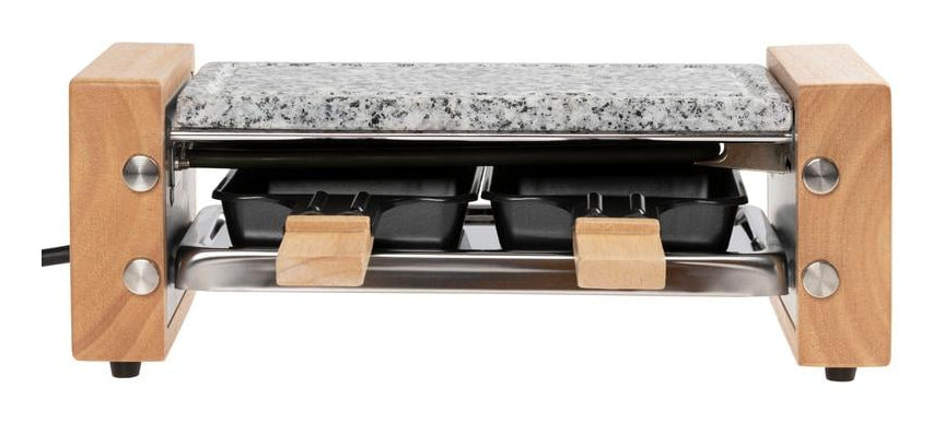Furber. Furber Raclette-Grill Festa F00793 – 2 Personen, 350 W, Stein-Grillplatte – Schwarz/Marmor/Holz