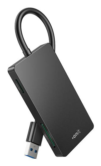 ONIT USB-Kartenleser USB-A – CF, microSD, SD – USB 3.2 Gen 1 (5 Gbit/s) – Schwarz