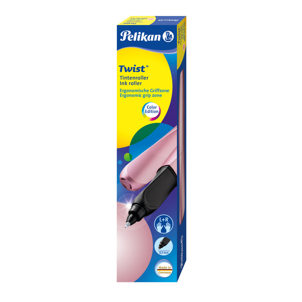 Pelikan Twist R457 – Tintenroller, 0,3 mm, sortiert, Drehmechanik, schwarz/rosa