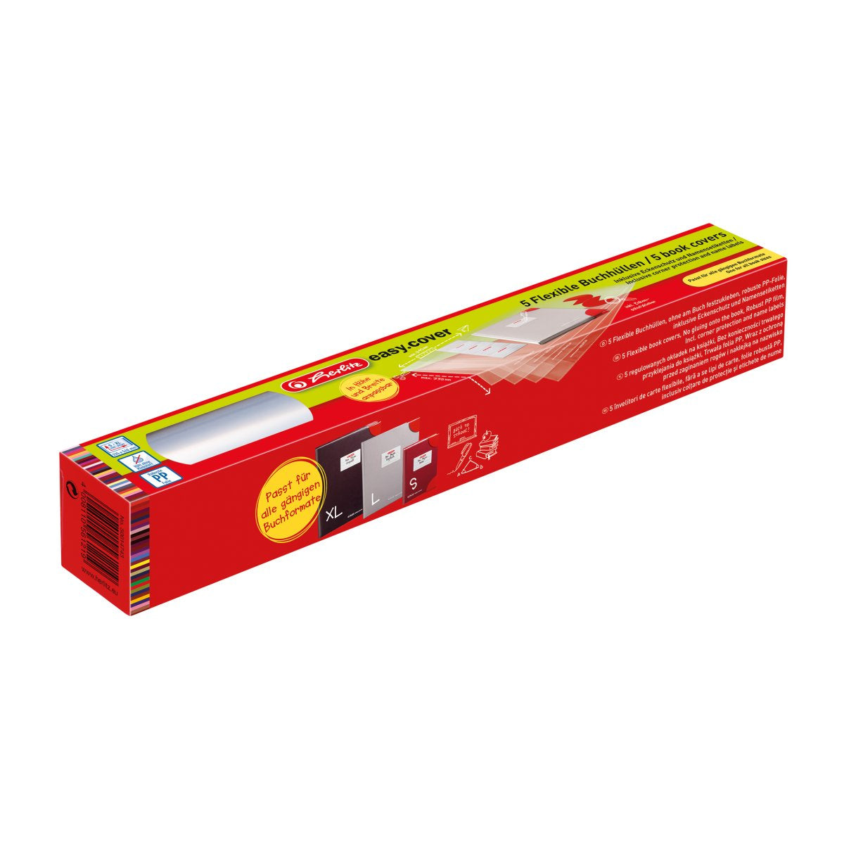 Herlitz Buchhülle Easy Cover – 340 × 585 mm – Polypropylen (PP) – Transparent – 5 Stk.