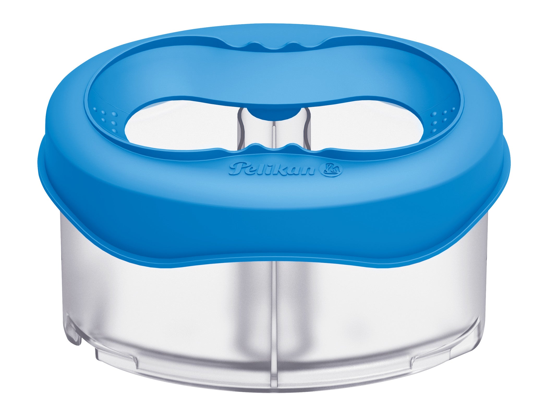 Pelikan Wasserbox Space+, mit Deckel, 2 Fächer, Pinselhalter, blau, transparent, 1 Stück