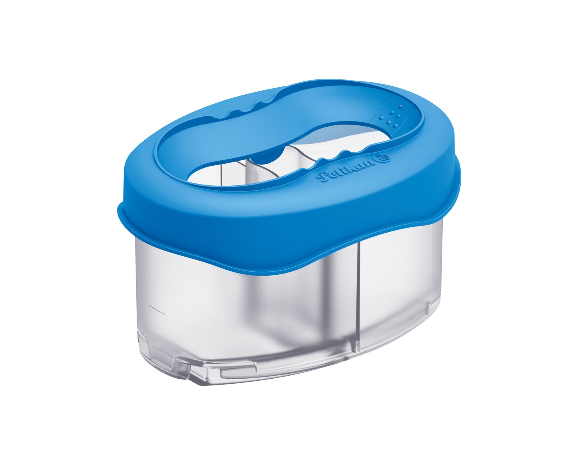 Pelikan Wasserbox Space+, mit Deckel, 2 Fächer, Pinselhalter, blau, transparent, 1 Stück