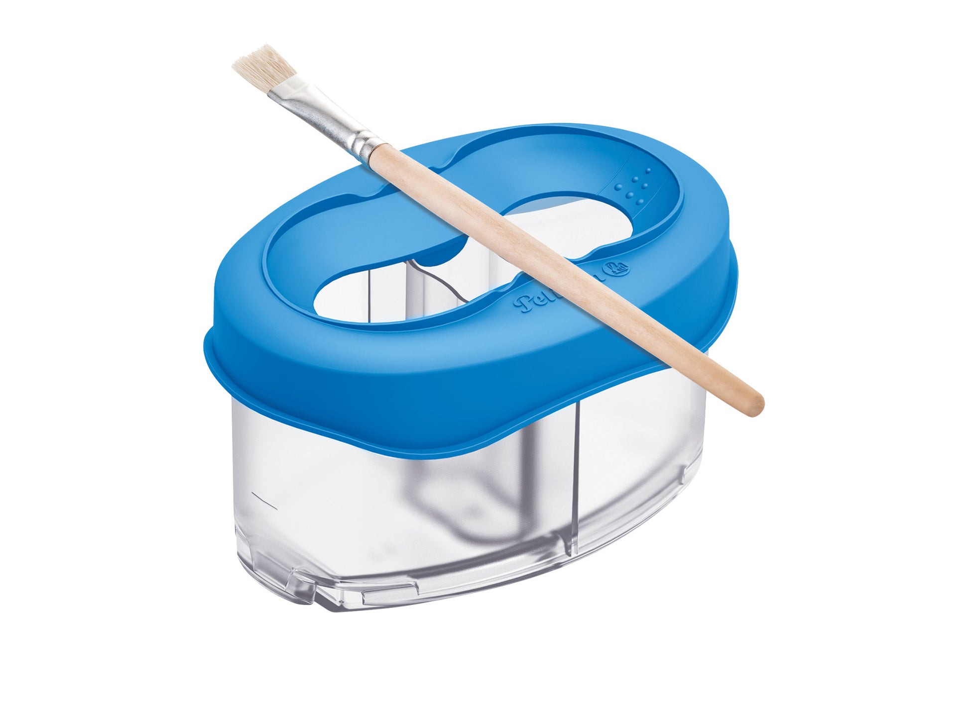Pelikan Wasserbox Space+, mit Deckel, 2 Fächer, Pinselhalter, blau, transparent, 1 Stück