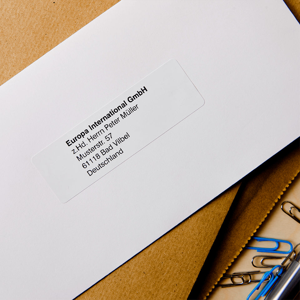 Brother Adressetiketten, 29 mm × 90 mm, weiss, Papier, permanent, 400 Etiketten
