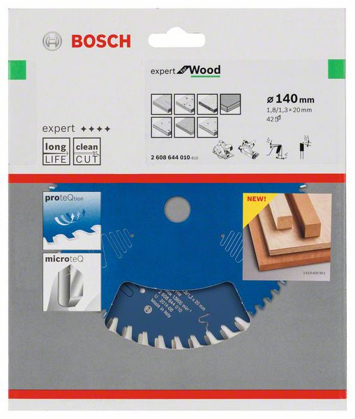 Bosch Professional Expert for Wood Kreissägeblatt 140 × 20 × 1,8 mm, 42 Zähne – für Holz – 1 Stück – ATB