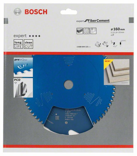 Bosch Professionelles Expert Faserzement-Kreissägeblatt 160 × 20 × 2,2 mm, 4 Zähne – TCG – für Faserzement – 1 Stück