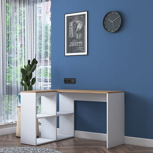 Woody Fashion HA113 – Schreibtisch, 120 × 50 cm, weiss/holz