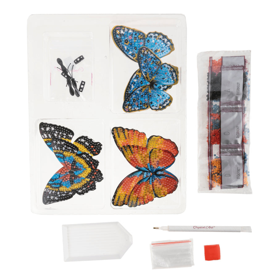 CRAFT Buddy Crystal Art 3D Schmetterlinge – Bastelset – 10 × 8 cm – 3-teilig – ab 8 Jahren