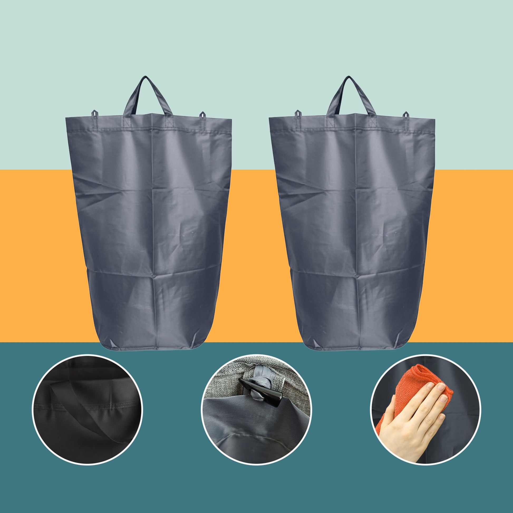 Relaxdays Recyclingbox – 100 l – Polyester (PES), rechteckig – grau – mit Innenkübel, mit Griffen