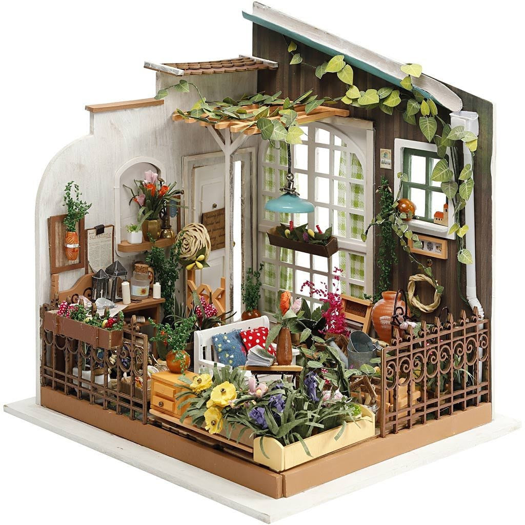 Creativ Company Miniaturweltset – Bastelset – Garten – 19,5 × 21 cm – Holz, mehrfarbig