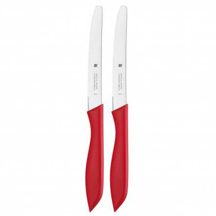 WMF Vespermesser – 2er-Set, 23 cm, Wellenschliff, Edelstahl, Kunststoffgriff, Rot