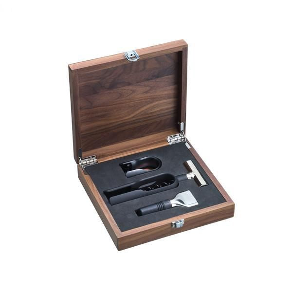 WMF Sommelier-Set – Edelstahl (Cromargan), Kunststoff, Holz (Walnuss), 3-teilig, mit Holzbox