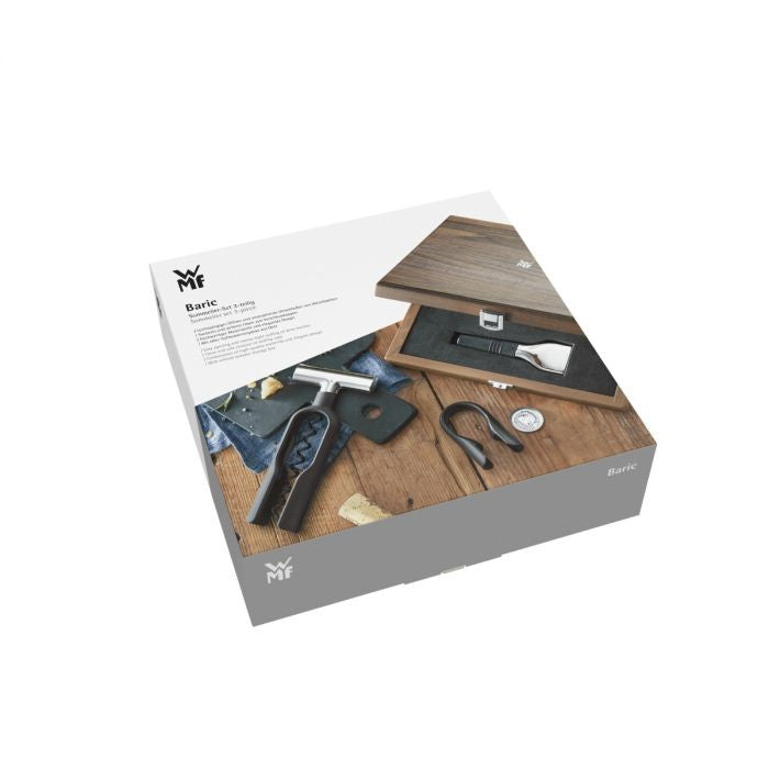 WMF Sommelier-Set – Edelstahl (Cromargan), Kunststoff, Holz (Walnuss), 3-teilig, mit Holzbox